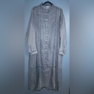 Easel Gray Denim Shirt Dress with pockets